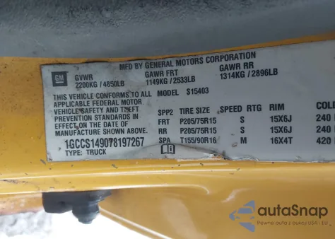2007 Chevrolet Colorado Work Truck z USA, uszkodzony, nr VIN 1GCCS149078197267